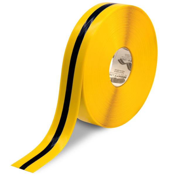 Yellow/black PVC floor marking tape 2" — warehouse aisle striping, traffic lanes, and 5S safety marking