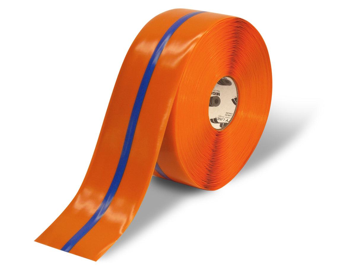 Blue PVC floor marking tape 4" — warehouse aisle striping, traffic lanes, and 5S safety marking