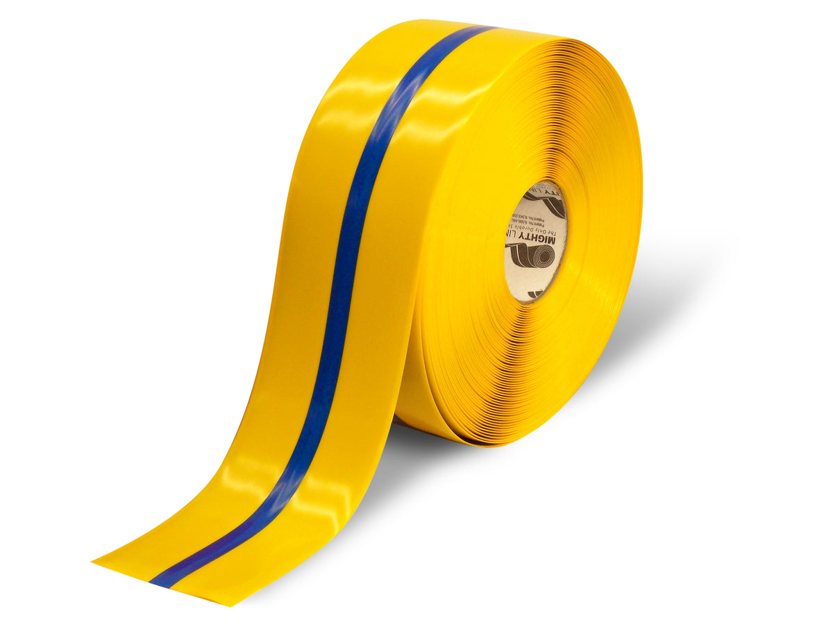 Yellow PVC floor marking tape 4" — warehouse aisle striping, traffic lanes, and 5S safety marking