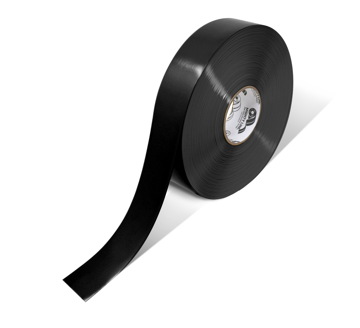 Black PVC floor marking tape 2" — warehouse aisle striping, traffic lanes, and 5S safety marking