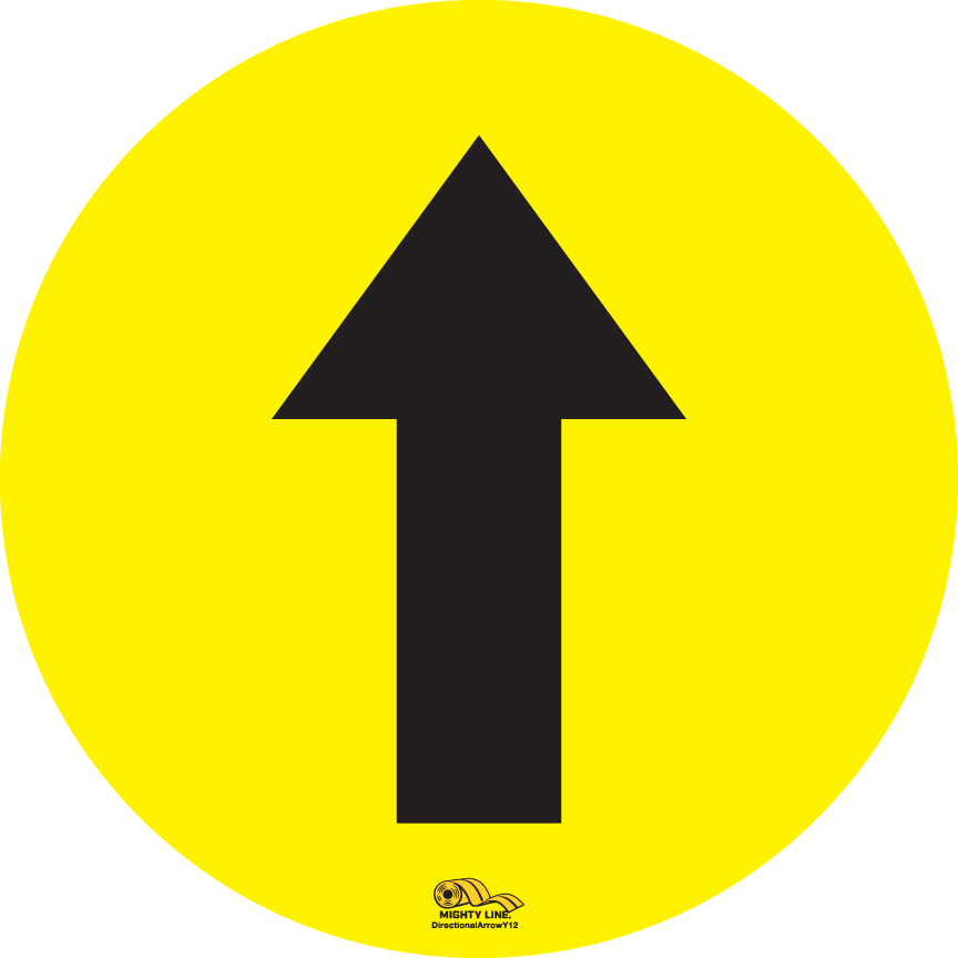 Yellow PVC floor sign 12" — warehouse safety messaging and 5S visual management