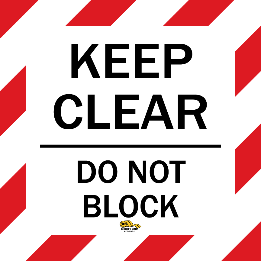 White PVC floor sign — warehouse safety messaging and 5S visual management