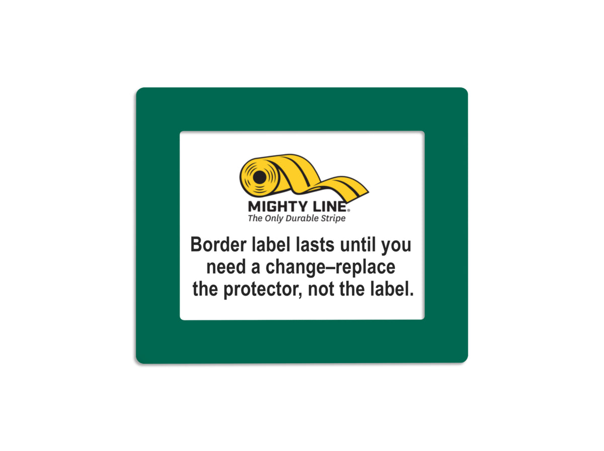 Green clear PVC label protector 5" — rack and shelf labeling in organized warehouse storage