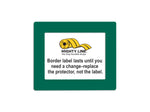 Green clear PVC label protector 5" — rack and shelf labeling in organized warehouse storage