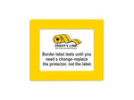 Yellow clear PVC label protector 5" — rack and shelf labeling in organized warehouse storage