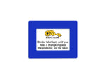 Blue clear PVC label protector 5" — rack and shelf labeling in organized warehouse storage