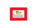 Red clear PVC label protector 5" — rack and shelf labeling in organized warehouse storage