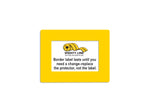 Yellow clear PVC label protector 5" — rack and shelf labeling in organized warehouse storage