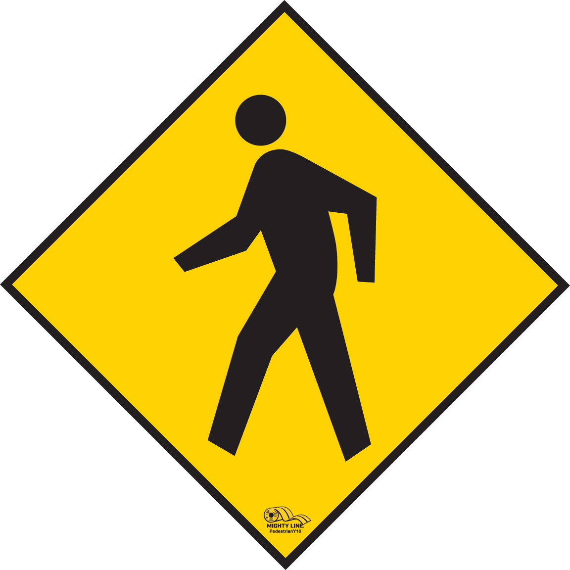 Yellow PVC floor sign 16" — warehouse safety messaging and 5S visual management