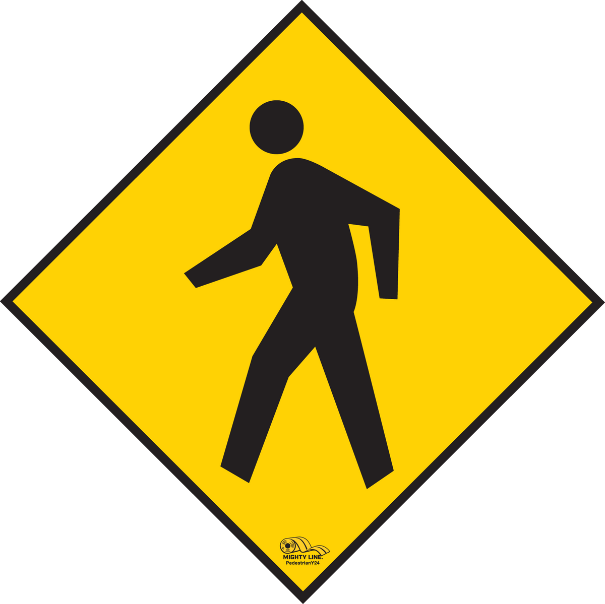 Yellow PVC floor sign 24" — warehouse safety messaging and 5S visual management