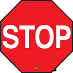 Red PVC floor sign 16" — warehouse safety messaging and 5S visual management