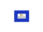 Blue clear PVC label protector 7" — rack and shelf labeling in organized warehouse storage