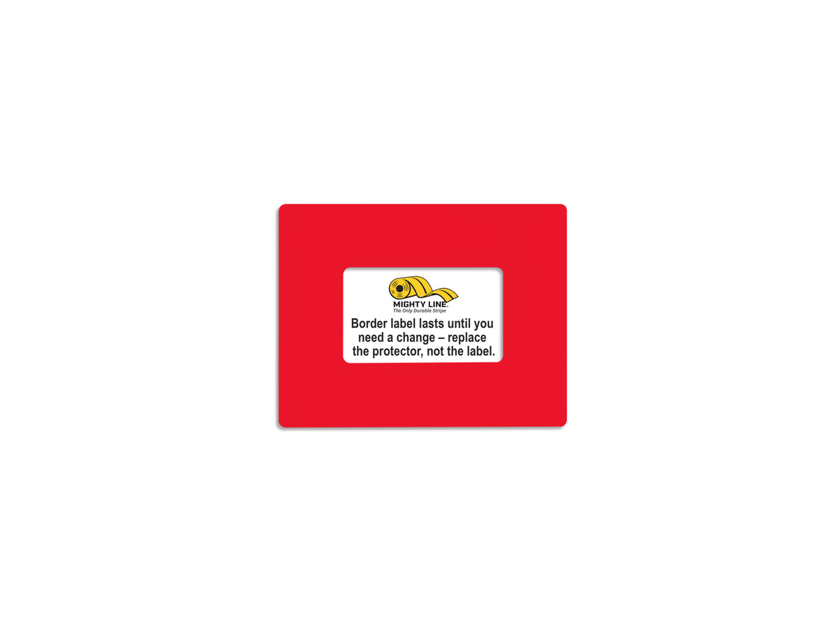 Red clear PVC label protector 7" — rack and shelf labeling in organized warehouse storage