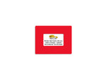Red clear PVC label protector 7" — rack and shelf labeling in organized warehouse storage