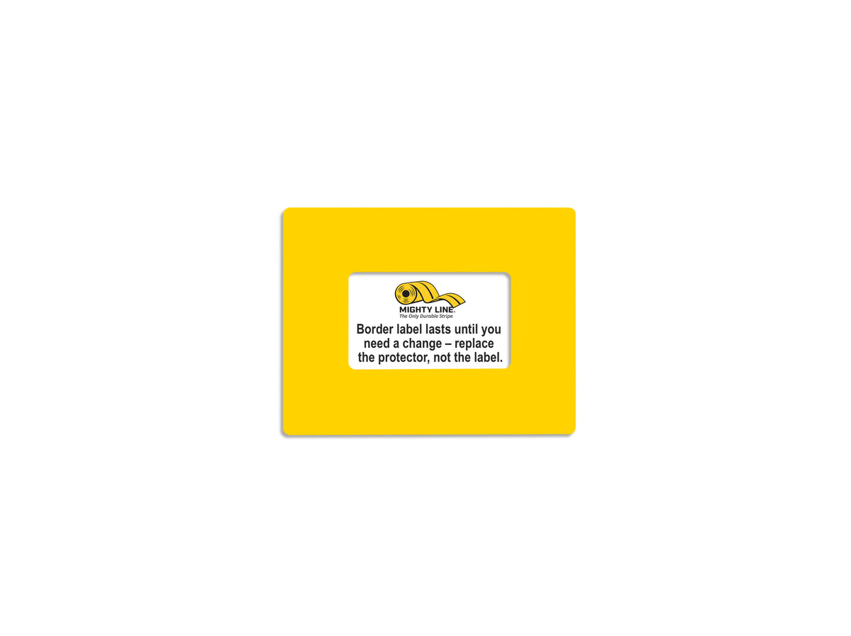 Yellow clear PVC label protector 7" — rack and shelf labeling in organized warehouse storage