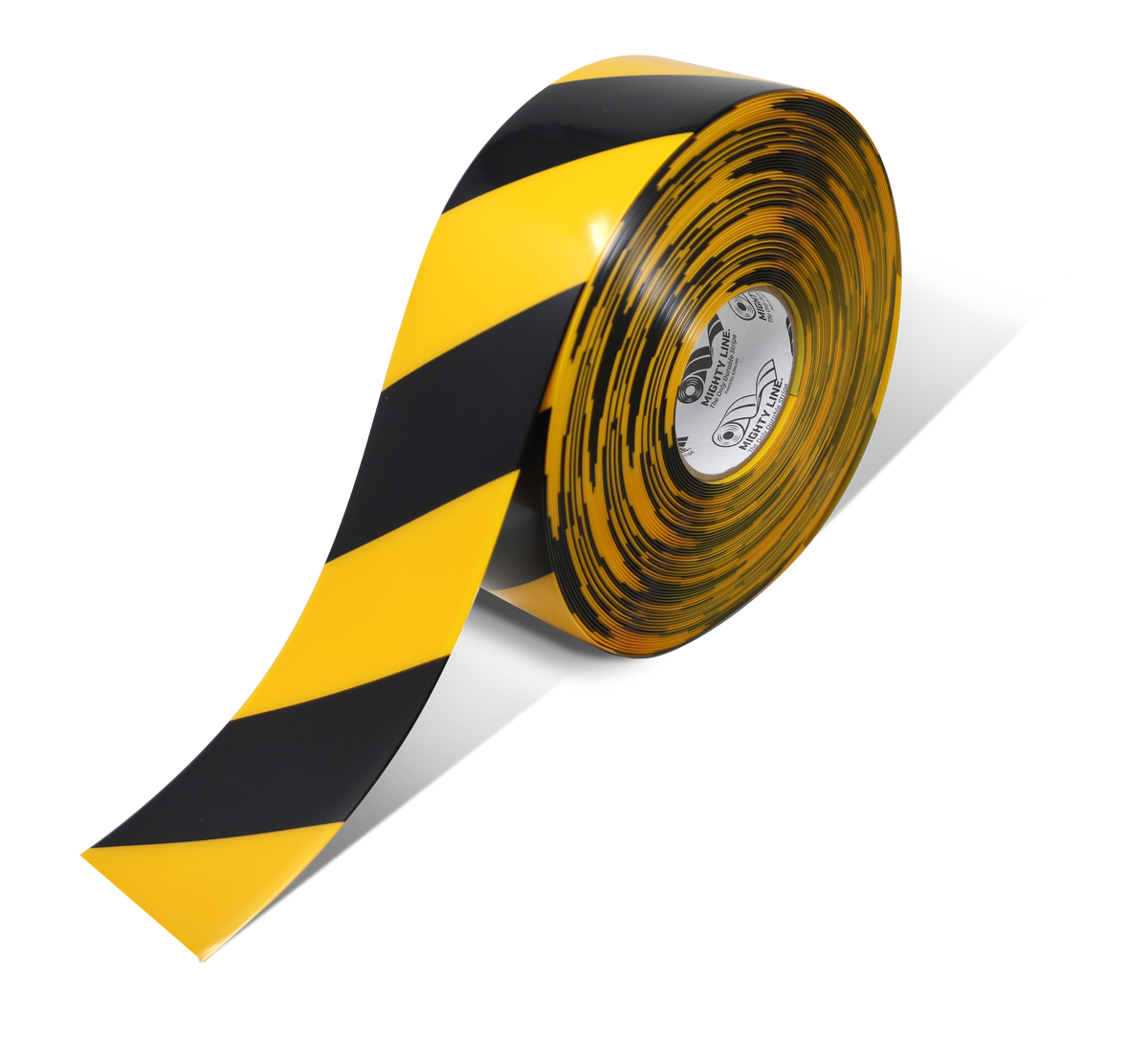 Yellow/black PVC floor marking tape 3" — warehouse aisle striping, traffic lanes, and 5S safety marking