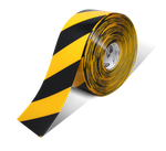 Yellow/black PVC floor marking tape 4" — warehouse aisle striping, traffic lanes, and 5S safety marking