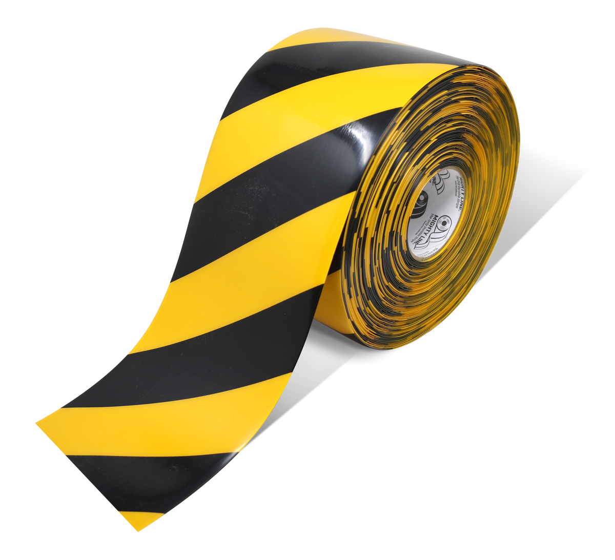 Yellow/black PVC floor marking tape 6" — warehouse aisle striping, traffic lanes, and 5S safety marking