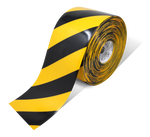 Yellow/black PVC floor marking tape 6" — warehouse aisle striping, traffic lanes, and 5S safety marking